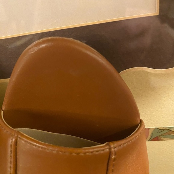 Calvin Klein Allie Cow Kansas Cigar Brown Heeled Peep Toe Mule 6.5. EUC in Box - Picture 6 of 15